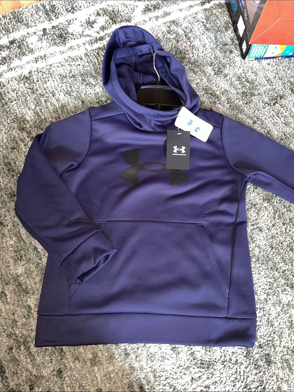 Under Armour Kids' Navy Blue Hoodie with Black Logo